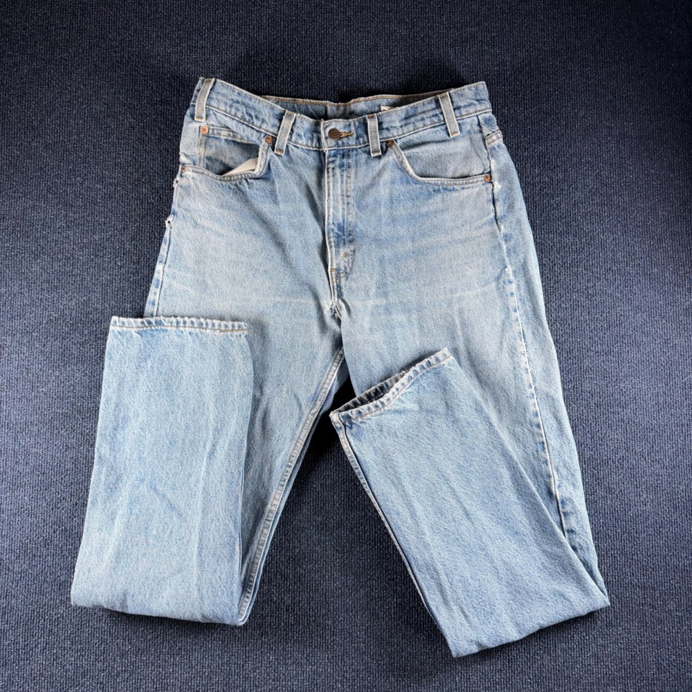 Levi's 505 Straight Leg Jeans Mens W34 L34 Light Wash Vintage